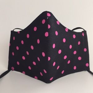 Pink Black Polka Dot Handmade Fabric Face Mask